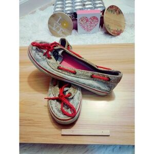 Sperry Top-sider Carmine Girl's Gold Animal Print Metallic Loafers Size 3